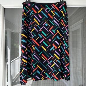 Vintage Silky Flowy Colorful Skirt Size 10 A-line Elastic Waist